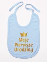 moje pierwsze urodziny nadruk złoty śliniak niemowlęcy kolor błękitny 140
