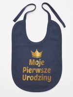 moje pierwsze urodziny nadruk złoty śliniak niemowlęcy kolor granatowy 140