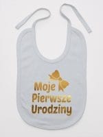 moje pierwsze urodziny śliniak niemowlęcy kolor szary 057