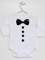 muszka z guzikami body z długim rękawem kolor biały 222