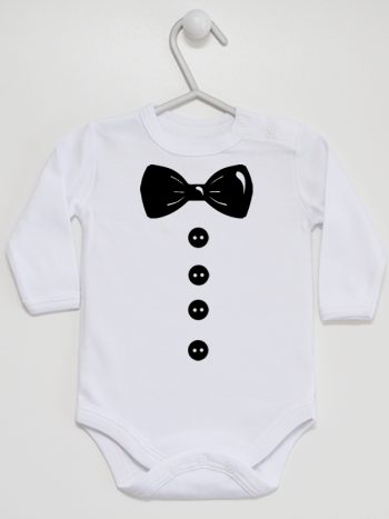 muszka z guzikami body z długim rękawem kolor biały 222