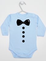 muszka z guzikami body z długim rękawem kolor błękitny 222