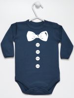 muszka z guzikami body z długim rękawem kolor granatowy 222