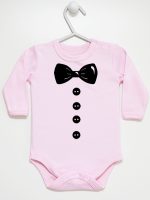 muszka z guzikami body z długim rękawem kolor różowy 222