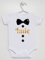 muszka z guzikami i imieniem dziecka body z krótkim rękawem kolor biały 223