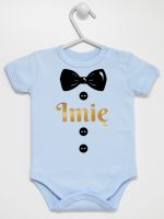 muszka z guzikami i imieniem dziecka body z krótkim rękawem kolor błękitny 223