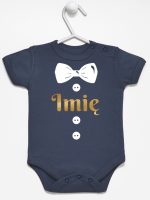 muszka z guzikami i imieniem dziecka body z krótkim rękawem kolor granatowy 223