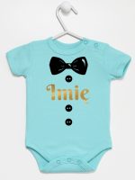 muszka z guzikami i imieniem dziecka body z krótkim rękawem kolor miętowy 223