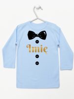 muszka z guzikami i imieniem dziecka koszulka z długim rękawem kolor błękitny 223