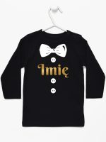 muszka z guzikami i imieniem dziecka koszulka z długim rękawem kolor czarny 223