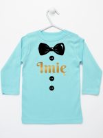 muszka z guzikami i imieniem dziecka koszulka z długim rękawem kolor miętowy 223