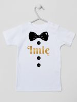 muszka z guzikami i imieniem dziecka koszulka z krótkim rękawem kolor biały 223