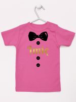 muszka z guzikami i imieniem dziecka koszulka z krótkim rękawem kolor ciemny różowy 223