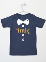 muszka z guzikami i imieniem dziecka koszulka z krótkim rękawem kolor granatowy 223