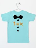 muszka z guzikami i imieniem dziecka koszulka z krótkim rękawem kolor miętowy 223