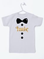 muszka z guzikami i imieniem dziecka koszulka z krótkim rękawem kolor szary 223