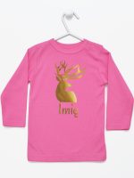 na boże narodzenie z imieniem koszulka z długim rękawem kolor ciemny różowy 152