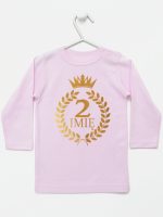 na drugie urodziny z laurami nadruk złoty koszulka z długim rękawem kolor różowy 199