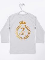 na drugie urodziny z laurami nadruk złoty koszulka z długim rękawem kolor szary 199