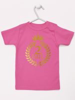 na drugie urodziny z laurami nadruk złoty koszulka z krótkim rękawem kolor ciemny różowy 199