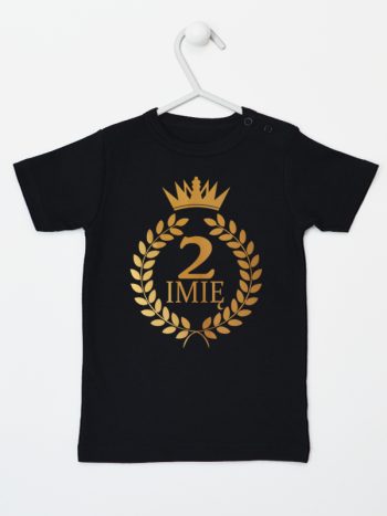 na drugie urodziny z laurami nadruk złoty koszulka z krótkim rękawem kolor czarny 199