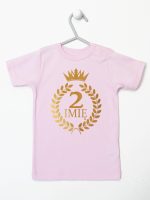 na drugie urodziny z laurami nadruk złoty koszulka z krótkim rękawem kolor różowy 199