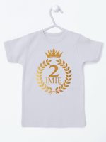 na drugie urodziny z laurami nadruk złoty koszulka z krótkim rękawem kolor szary 199