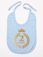 na drugie urodziny z laurami nadruk złoty śliniak niemowlęcy kolor błękitny 199