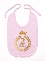 na drugie urodziny z laurami nadruk złoty śliniak niemowlęcy kolor różowy 199