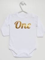 na pierwsze urodziny body z długim rękawem kolor biały 039