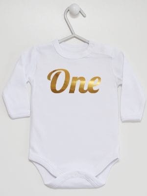 na pierwsze urodziny body z długim rękawem kolor biały 039