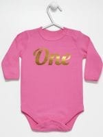 na pierwsze urodziny body z długim rękawem kolor ciemny różowy 039