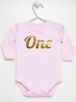na pierwsze urodziny body z długim rękawem kolor różowy 039