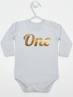 na pierwsze urodziny body z długim rękawem kolor szary 039