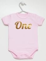 na pierwsze urodziny body z krótkim rękawem kolor różowy 039
