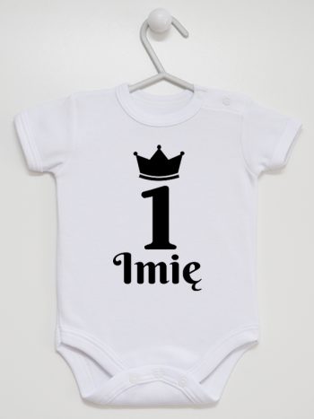na pierwsze urodziny jedynka z imieniem body z krótkim rękawem kolor biały 159