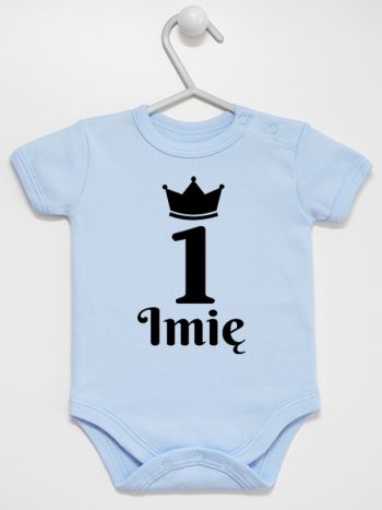 na pierwsze urodziny jedynka z imieniem body z krótkim rękawem kolor błękitny 159