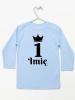 na pierwsze urodziny jedynka z imieniem koszulka z długim rękawem kolor błękitny 159