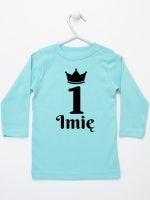 na pierwsze urodziny jedynka z imieniem koszulka z długim rękawem kolor miętowy 159