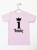 na pierwsze urodziny jedynka z imieniem koszulka z krótkim rękawem kolor różowy 159