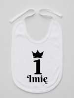 na pierwsze urodziny jedynka z imieniem śliniak niemowlęcy kolor biały 159