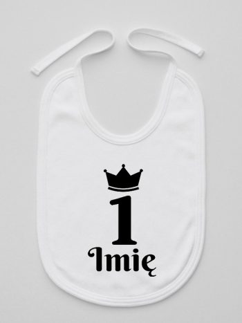 na pierwsze urodziny jedynka z imieniem śliniak niemowlęcy kolor biały 159