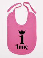na pierwsze urodziny jedynka z imieniem śliniak niemowlęcy kolor ciemny różowy 159