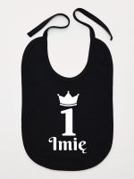 na pierwsze urodziny jedynka z imieniem śliniak niemowlęcy kolor czarny 159