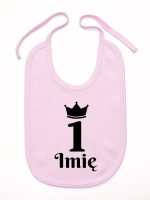 na pierwsze urodziny jedynka z imieniem śliniak niemowlęcy kolor różowy 159