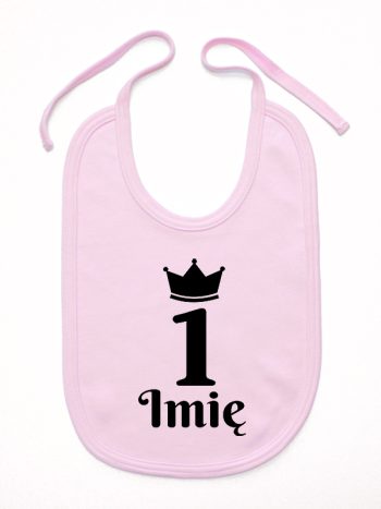 na pierwsze urodziny jedynka z imieniem śliniak niemowlęcy kolor różowy 159