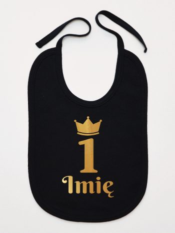 na pierwsze urodziny nadruk złoty z imieniem śliniak niemowlęcy kolor czarny 160