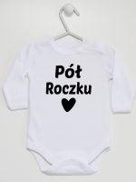 na pół roczku body z długim rękawem kolor biały 073