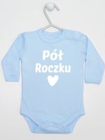 na pół roczku body z długim rękawem kolor błękitny 073