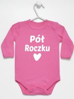 na pół roczku body z długim rękawem kolor ciemny różowy 073